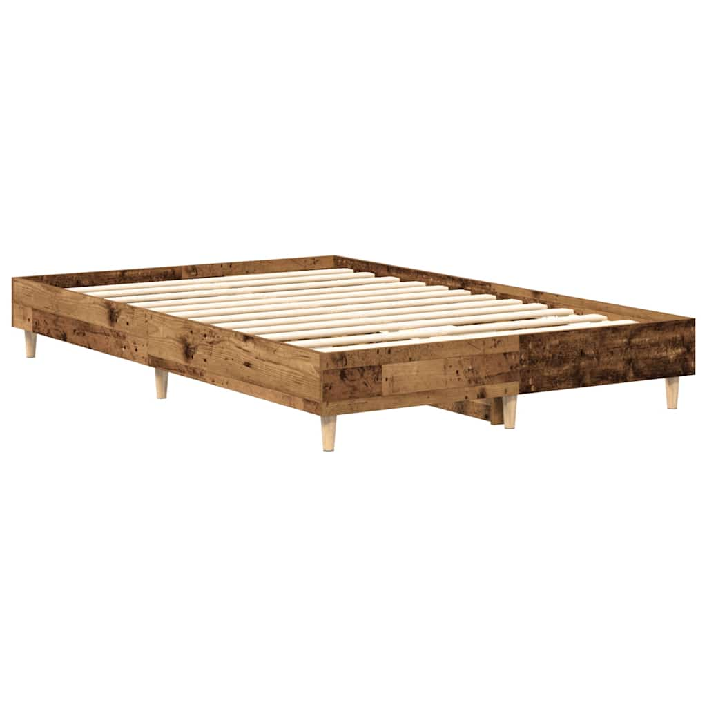 Bed Frame No Mattress Old Wood 140x190 cm Engineered Wood