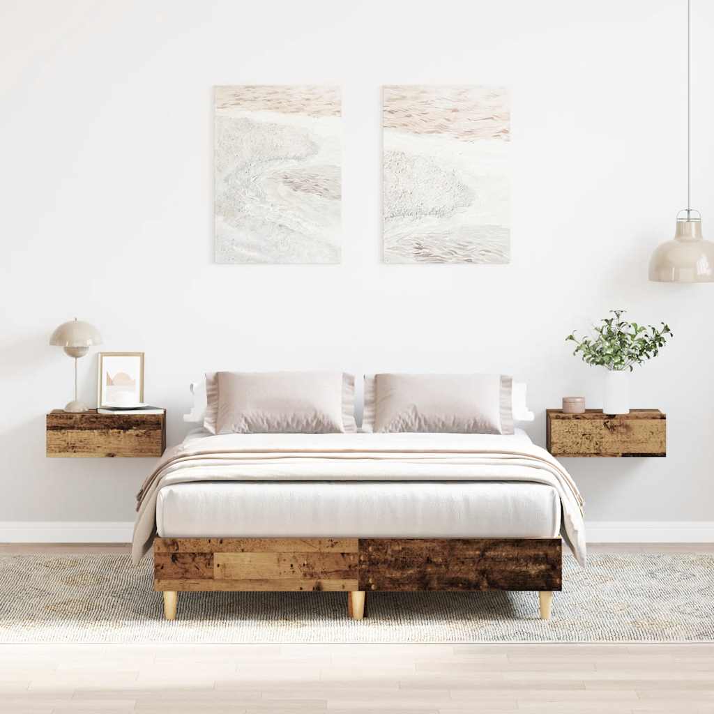 Bed Frame No Mattress Old Wood 140x190 cm Engineered Wood