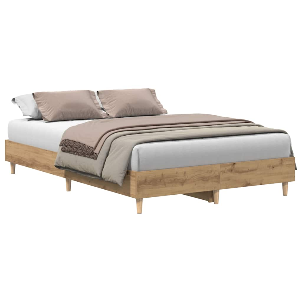 Bed Frame No Mattress Artisan Oak 140x190 cm Engineered Wood