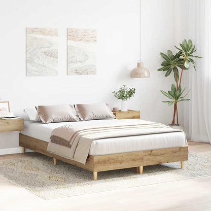 Bed Frame No Mattress Artisan Oak 140x190 cm Engineered Wood