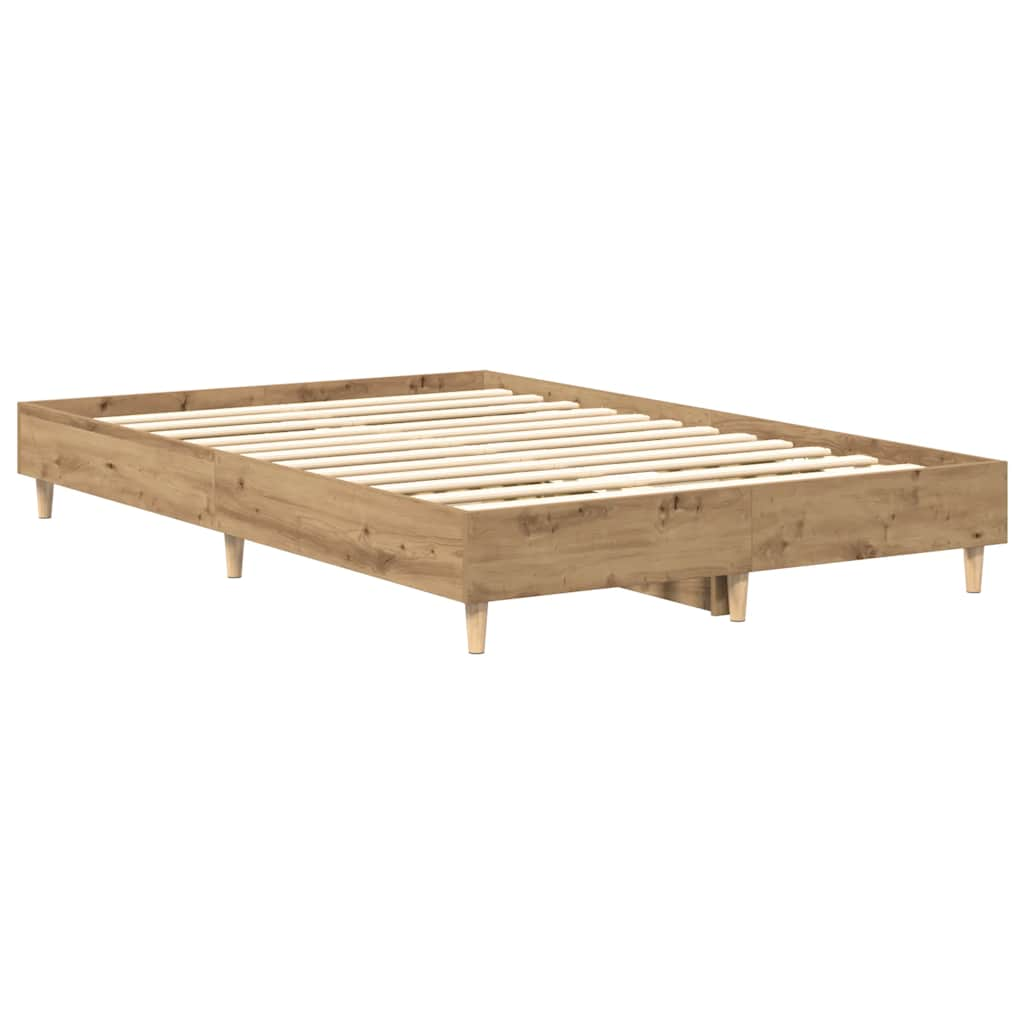 Bed Frame No Mattress Artisan Oak 140x190 cm Engineered Wood