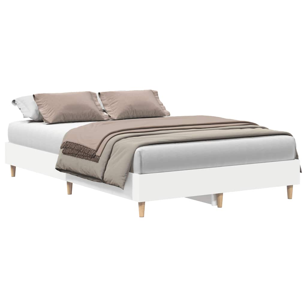 Bed Frame No Mattress White 135x190 cm Double Engineered Wood