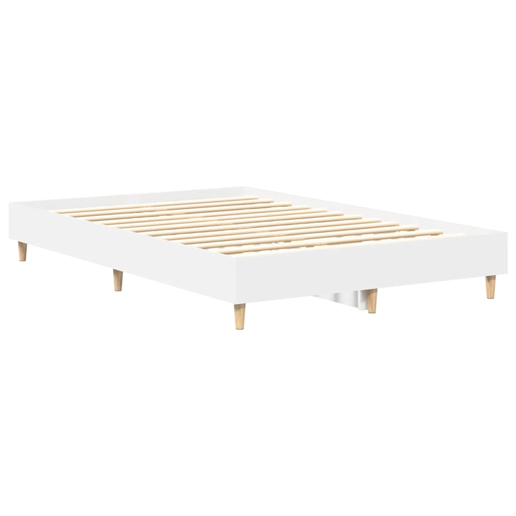 Bed Frame No Mattress White 135x190 cm Double Engineered Wood