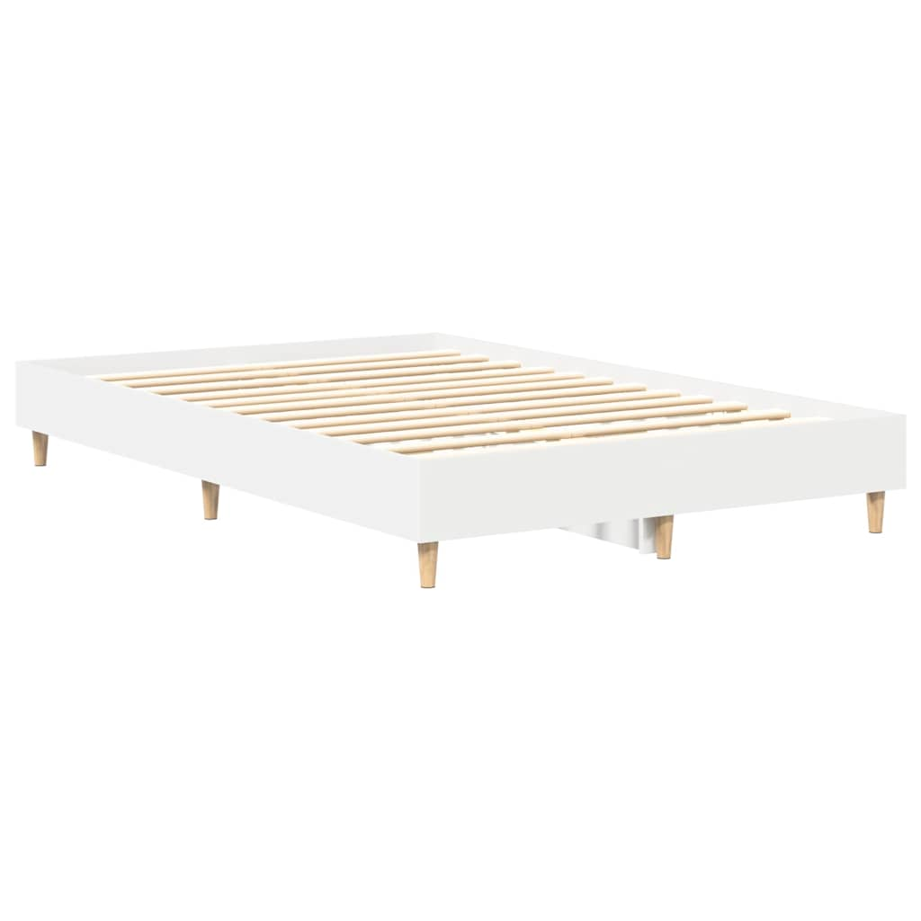 Bed Frame No Mattress White 135x190 cm Double Engineered Wood