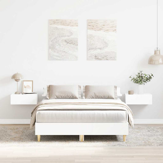 Bed Frame No Mattress White 135x190 cm Double Engineered Wood