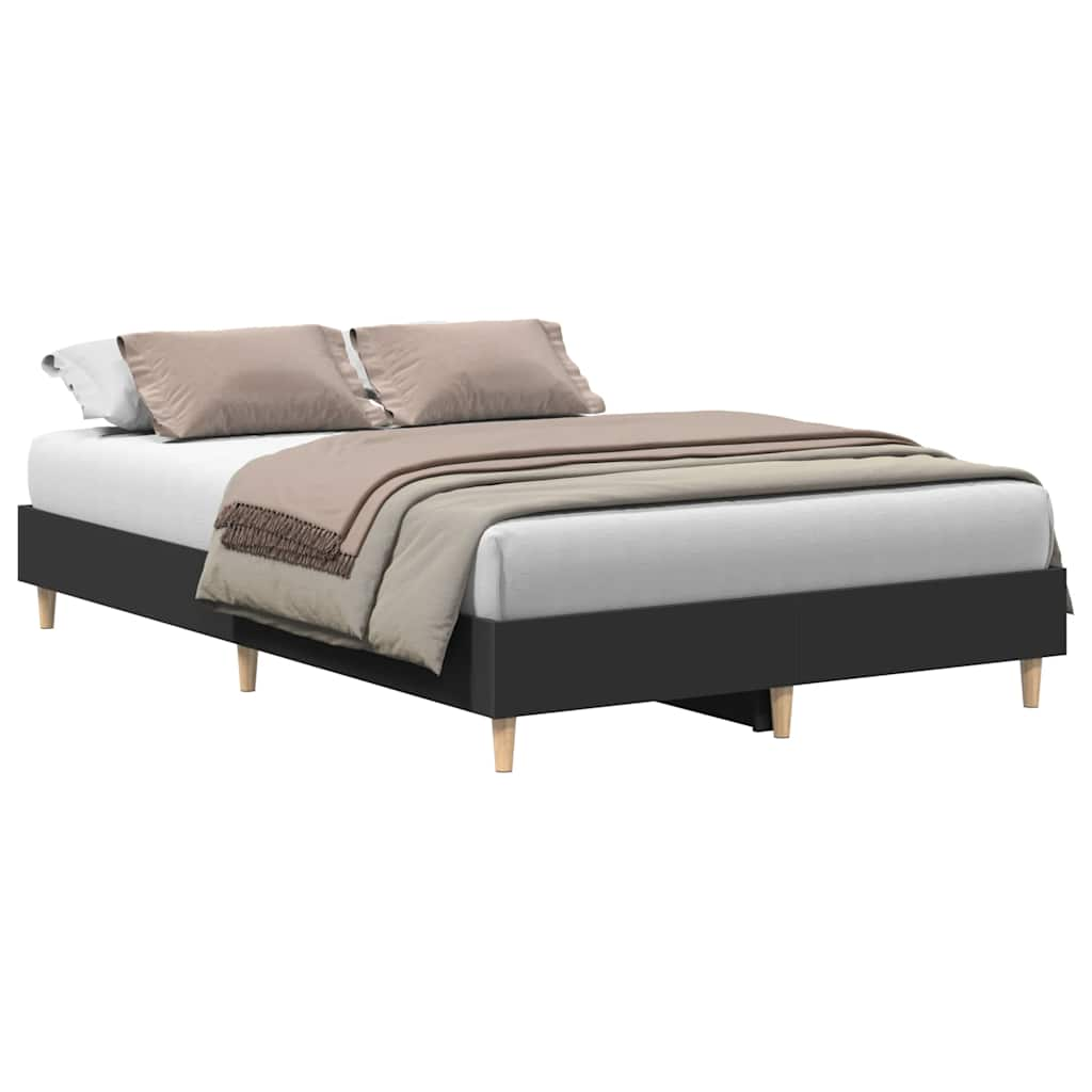 Bed Frame No Mattress Black 135x190 cm Double Engineered Wood