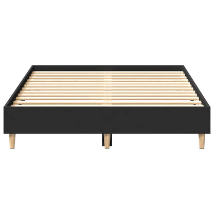 Bed Frame No Mattress Black 135x190 cm Double Engineered Wood