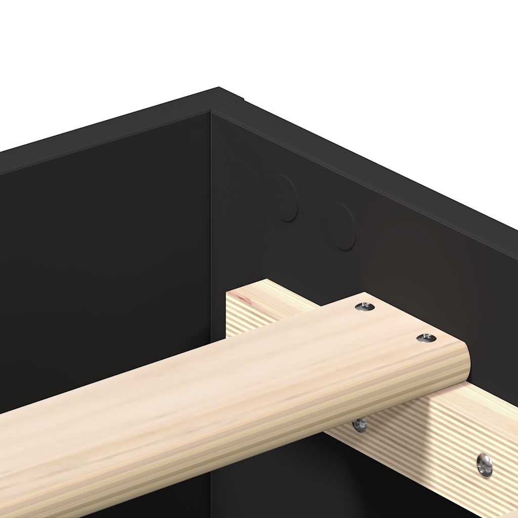 Bed Frame No Mattress Black 135x190 cm Double Engineered Wood