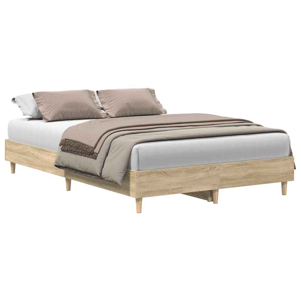 Bed Frame No Mattress Sonoma Oak 135x190 cm Double Engineered Wood