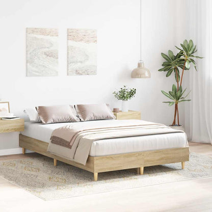 Bed Frame No Mattress Sonoma Oak 135x190 cm Double Engineered Wood