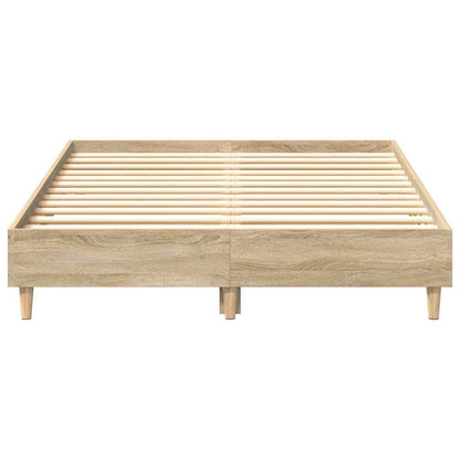 Bed Frame No Mattress Sonoma Oak 135x190 cm Double Engineered Wood