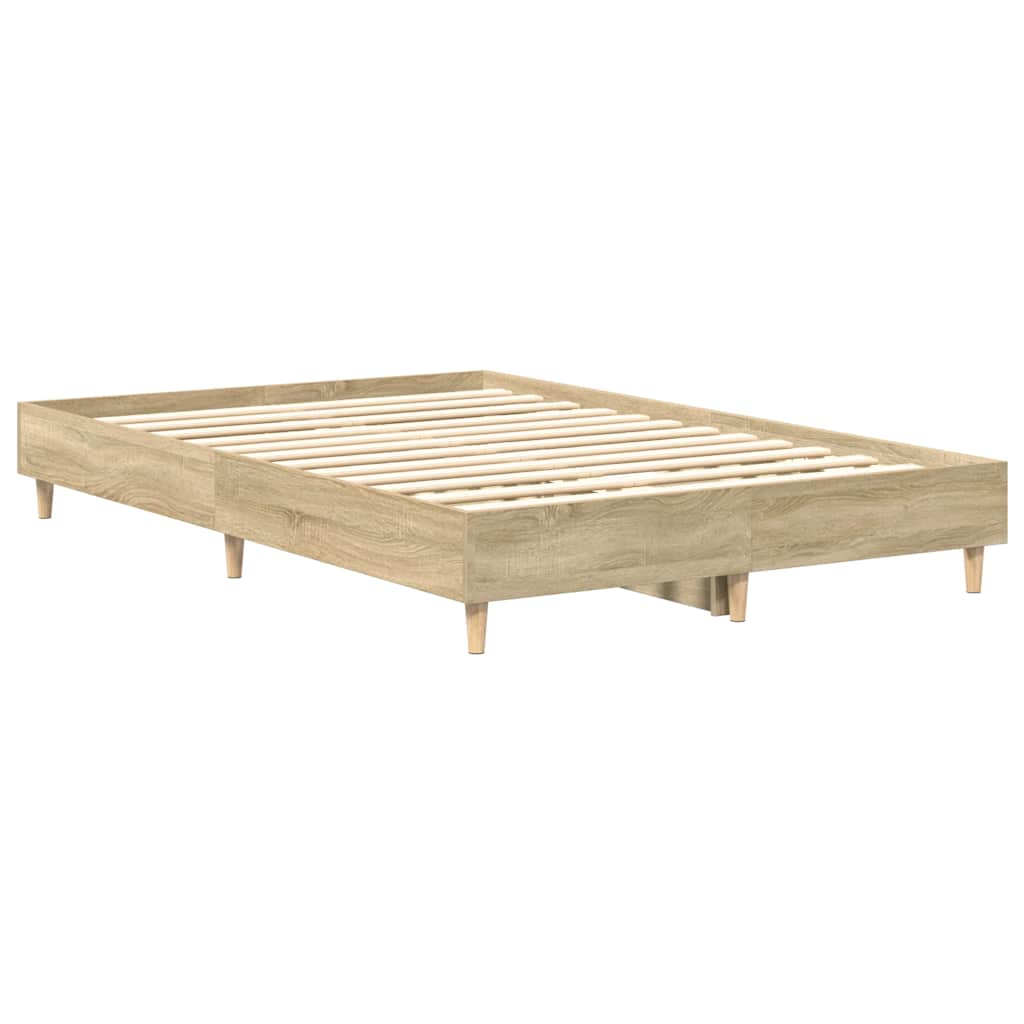 Bed Frame No Mattress Sonoma Oak 135x190 cm Double Engineered Wood