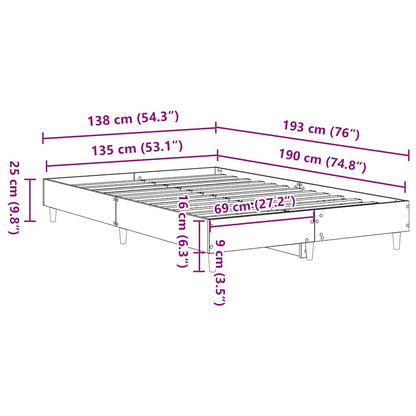 Bed Frame No Mattress Sonoma Oak 135x190 cm Double Engineered Wood