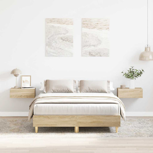 Bed Frame No Mattress Sonoma Oak 135x190 cm Double Engineered Wood