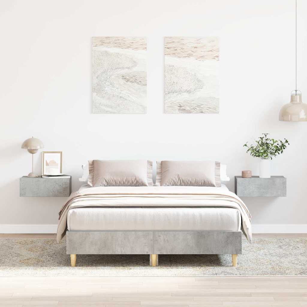 Bed Frame No Mattress Concrete Grey 135x190 cm Double Engineered Wood