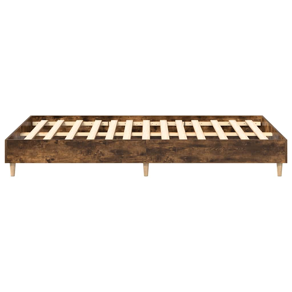 Bed Frame No Mattress Smoked Oak 135x190 cm Double Engineered Wood