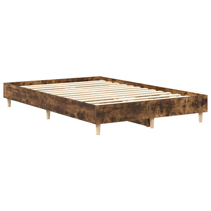 Bed Frame No Mattress Smoked Oak 135x190 cm Double Engineered Wood