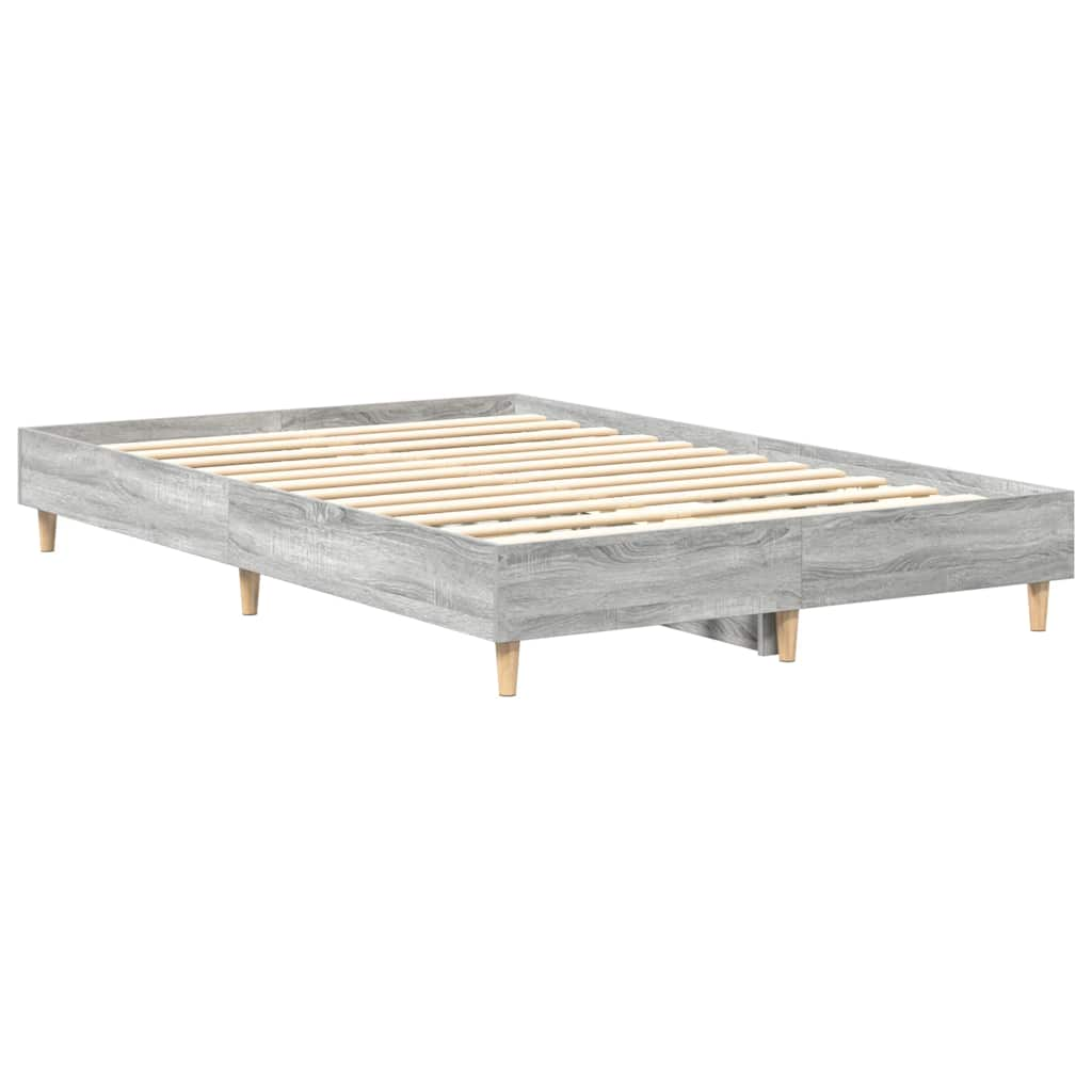 Bed Frame No Mattress Grey Sonoma 135x190 cm Double Engineered Wood