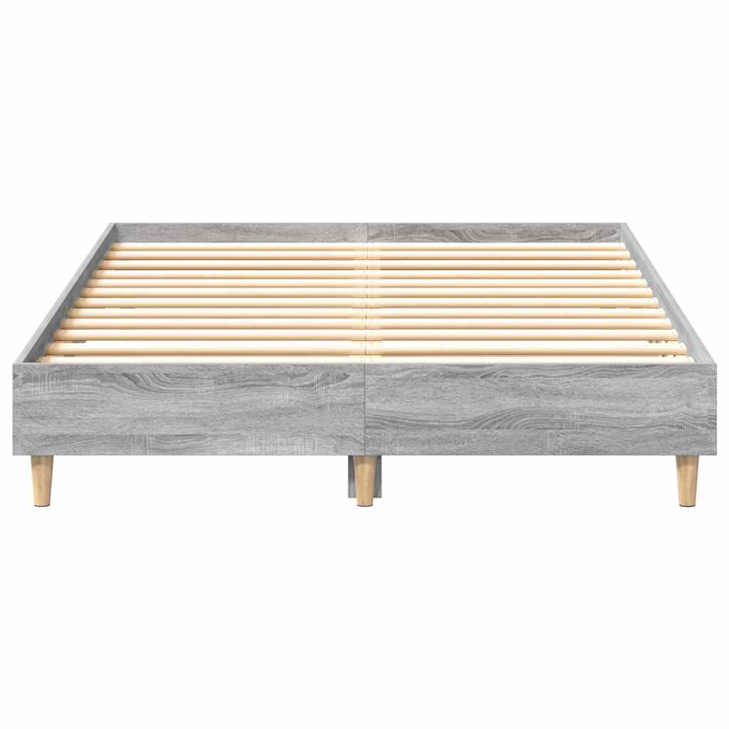 Bed Frame No Mattress Grey Sonoma 135x190 cm Double Engineered Wood