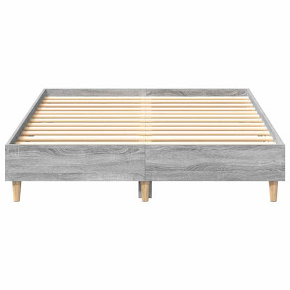 Bed Frame No Mattress Grey Sonoma 135x190 cm Double Engineered Wood