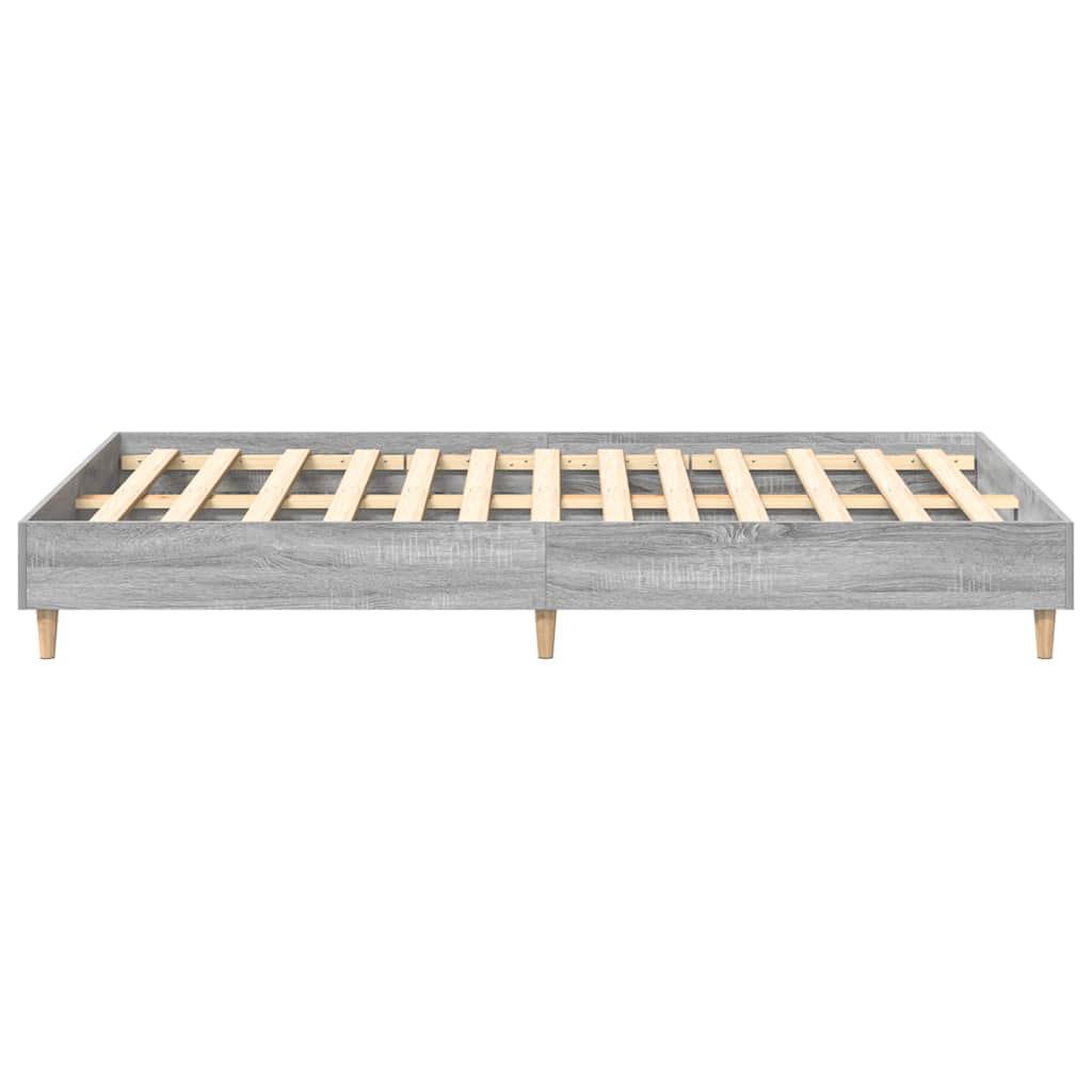 Bed Frame No Mattress Grey Sonoma 135x190 cm Double Engineered Wood