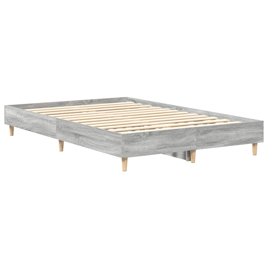 Bed Frame No Mattress Grey Sonoma 135x190 cm Double Engineered Wood