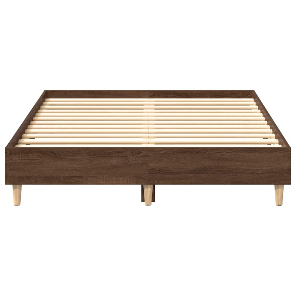 Bed Frame No Mattress Brown Oak 135x190 cm Double Engineered Wood