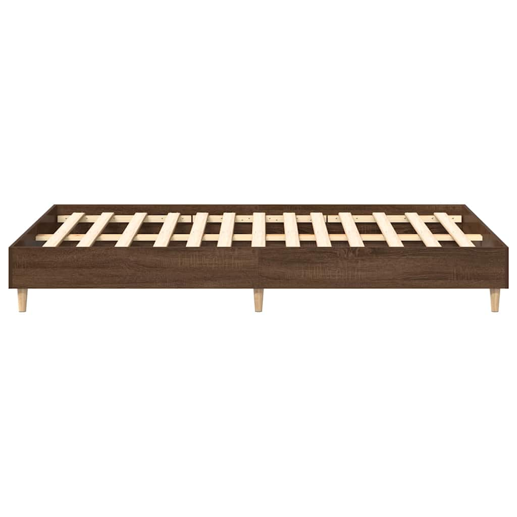 Bed Frame No Mattress Brown Oak 135x190 cm Double Engineered Wood