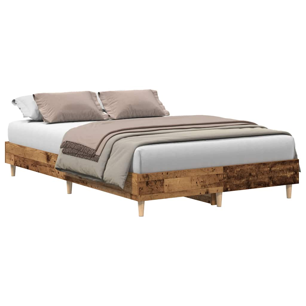 Bed Frame No Mattress Old Wood 135x190 cm Double Engineered Wood