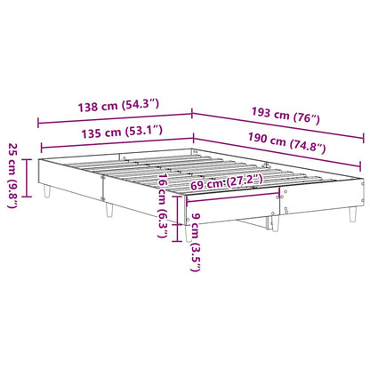 Bed Frame No Mattress Old Wood 135x190 cm Double Engineered Wood