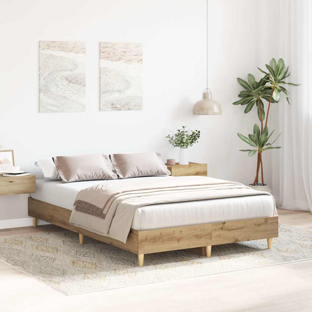 Bed Frame No Mattress Artisan Oak 135x190 cm Double Engineered Wood