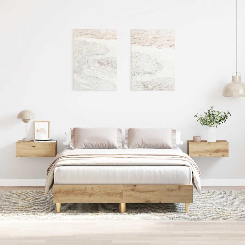 Bed Frame No Mattress Artisan Oak 135x190 cm Double Engineered Wood