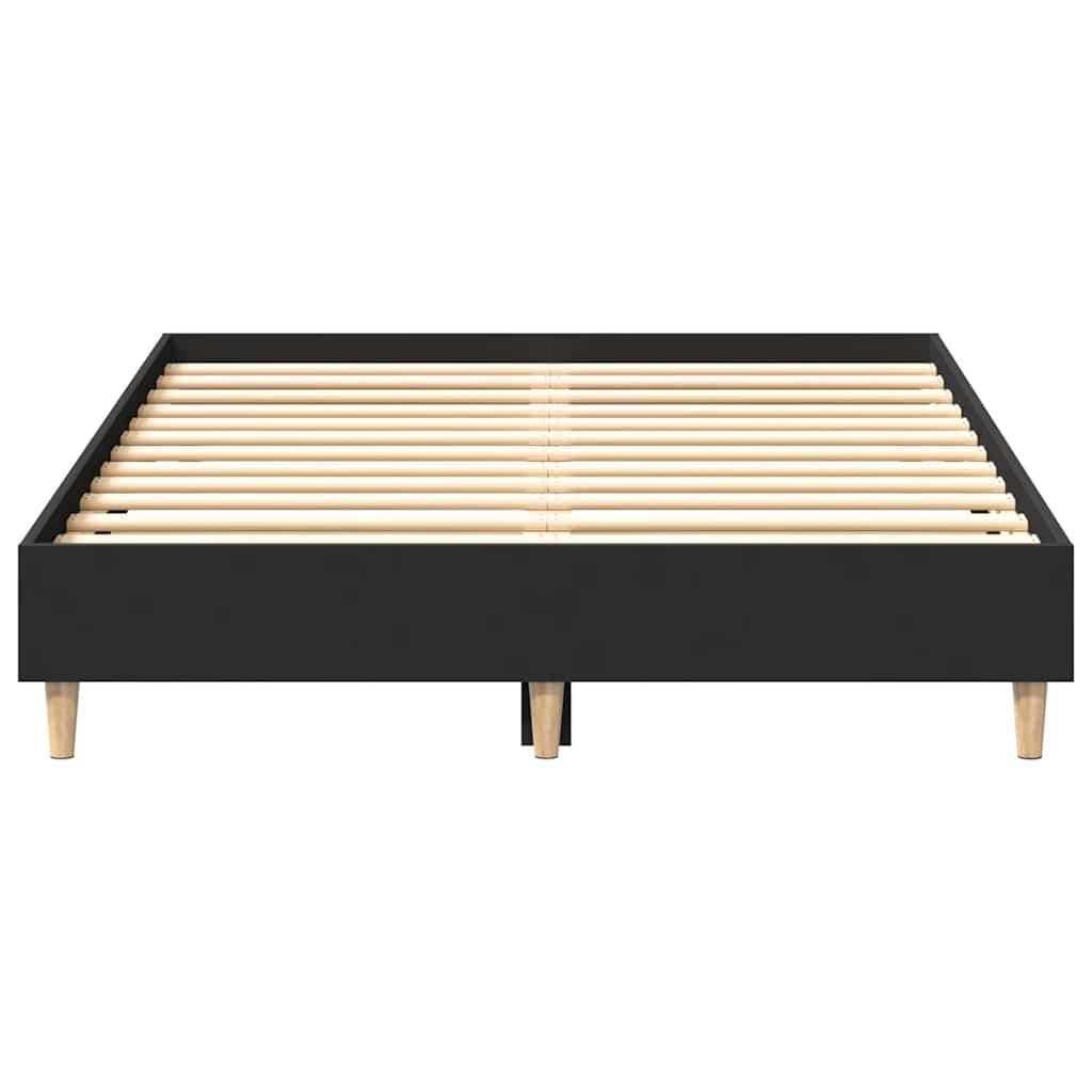 Bed Frame No Mattress Black 120x190 cm Small Double Engineered Wood