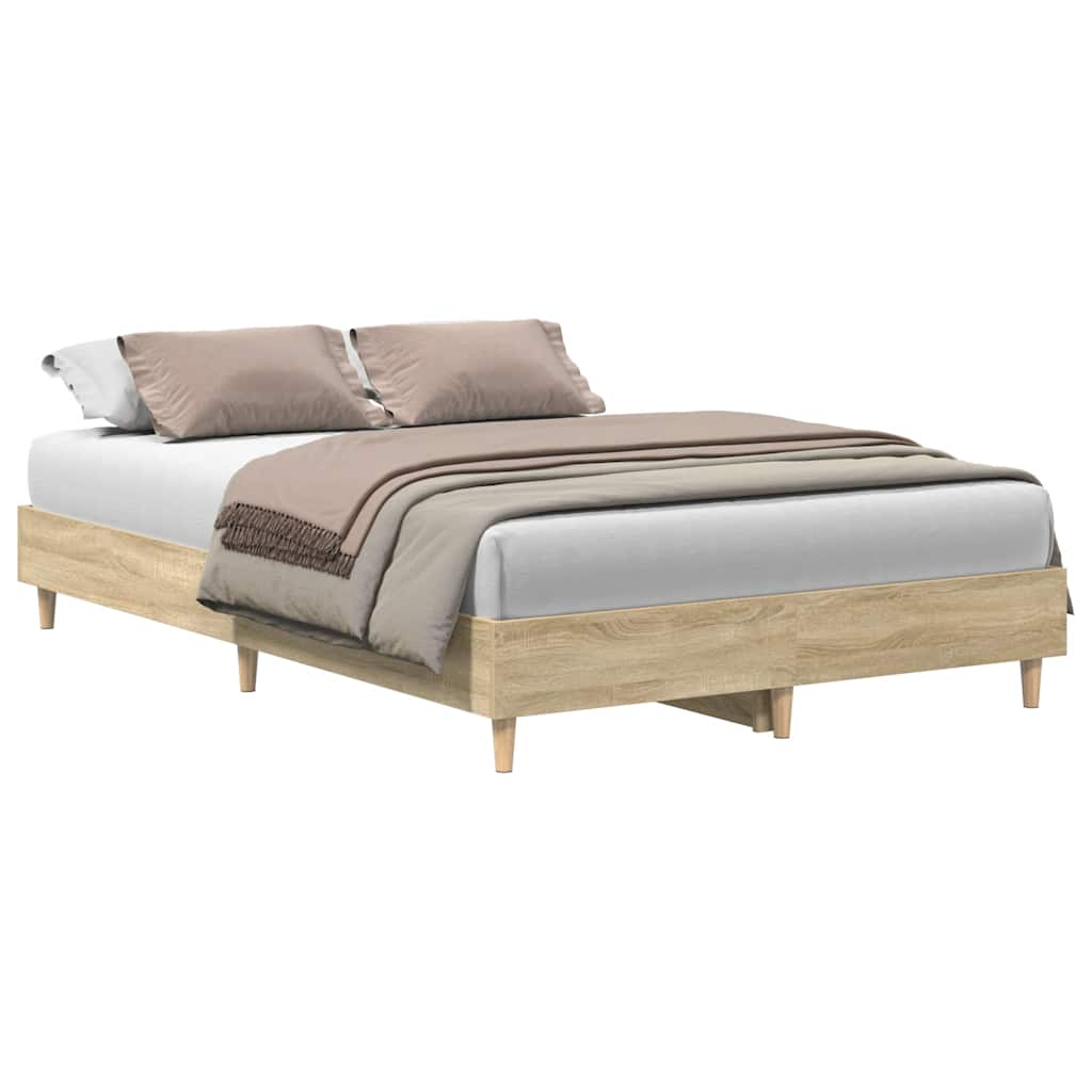 Bed Frame No Mattress Sonoma Oak 120x190 cm Small Double Engineered Wood