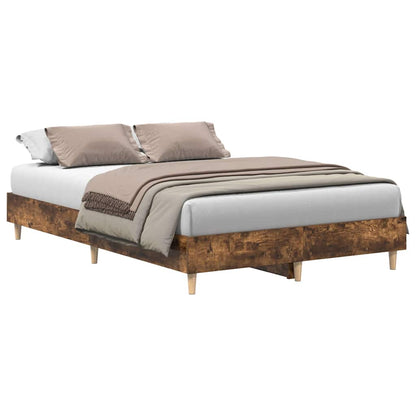 Bed Frame No Mattress Smoked Oak 120x190 cm Small Double Engineered Wood