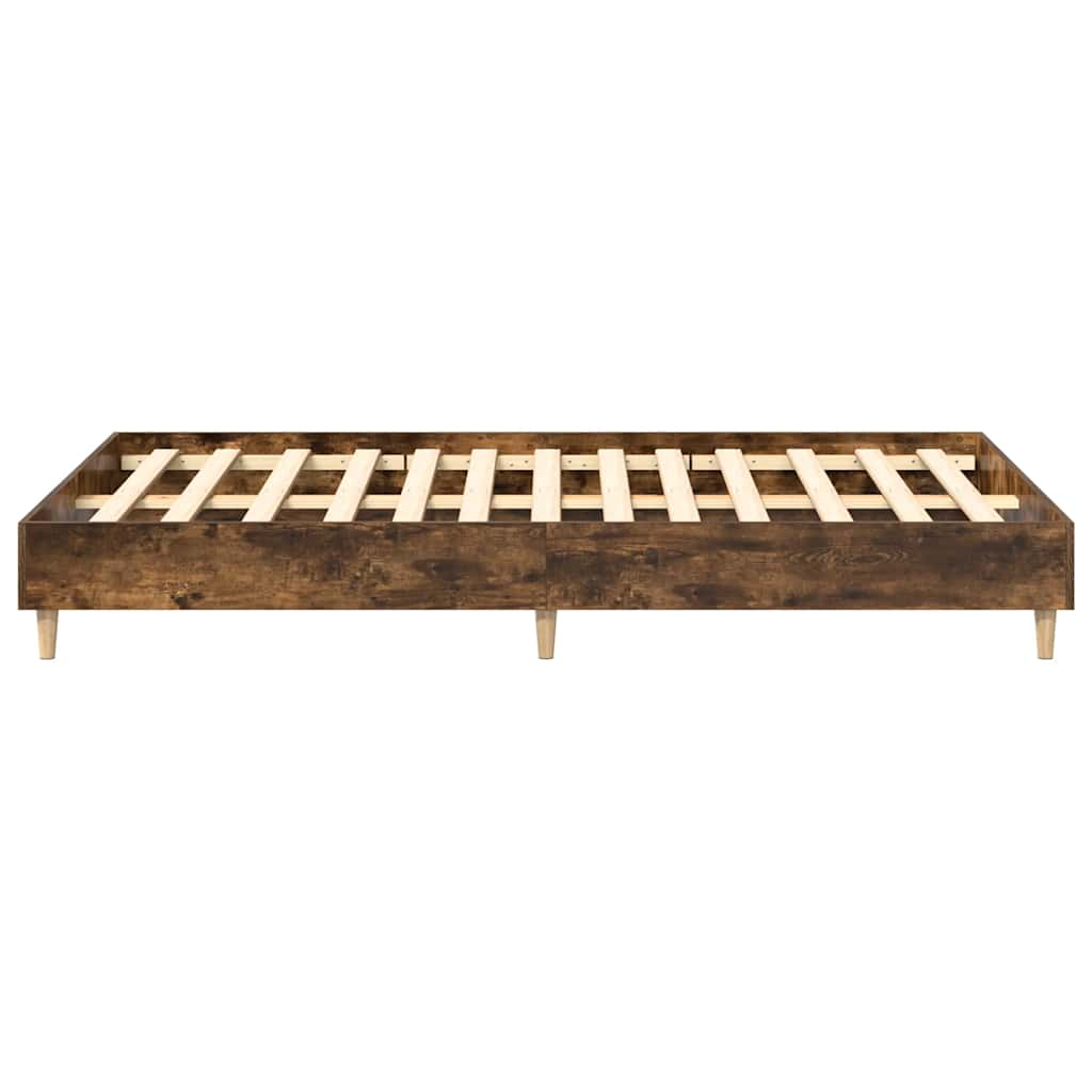 Bed Frame No Mattress Smoked Oak 120x190 cm Small Double Engineered Wood