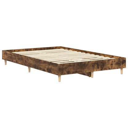 Bed Frame No Mattress Smoked Oak 120x190 cm Small Double Engineered Wood