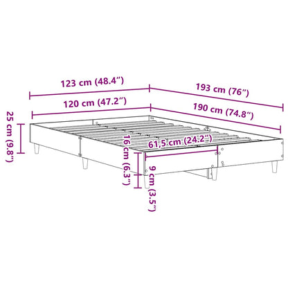 Bed Frame No Mattress Old Wood 120x190 cm Small Double Engineered Wood