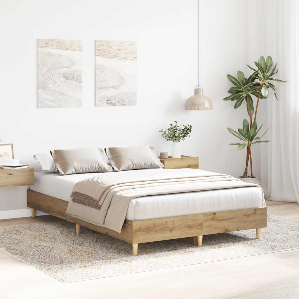 Bed Frame No Mattress Artisan Oak 120x190 cm Small Double Engineered Wood