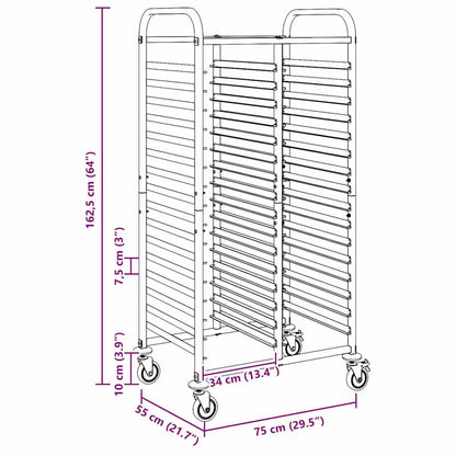 Tray Trolley with 32 GN Containers 75x55x162.5 cm Stainless Steel