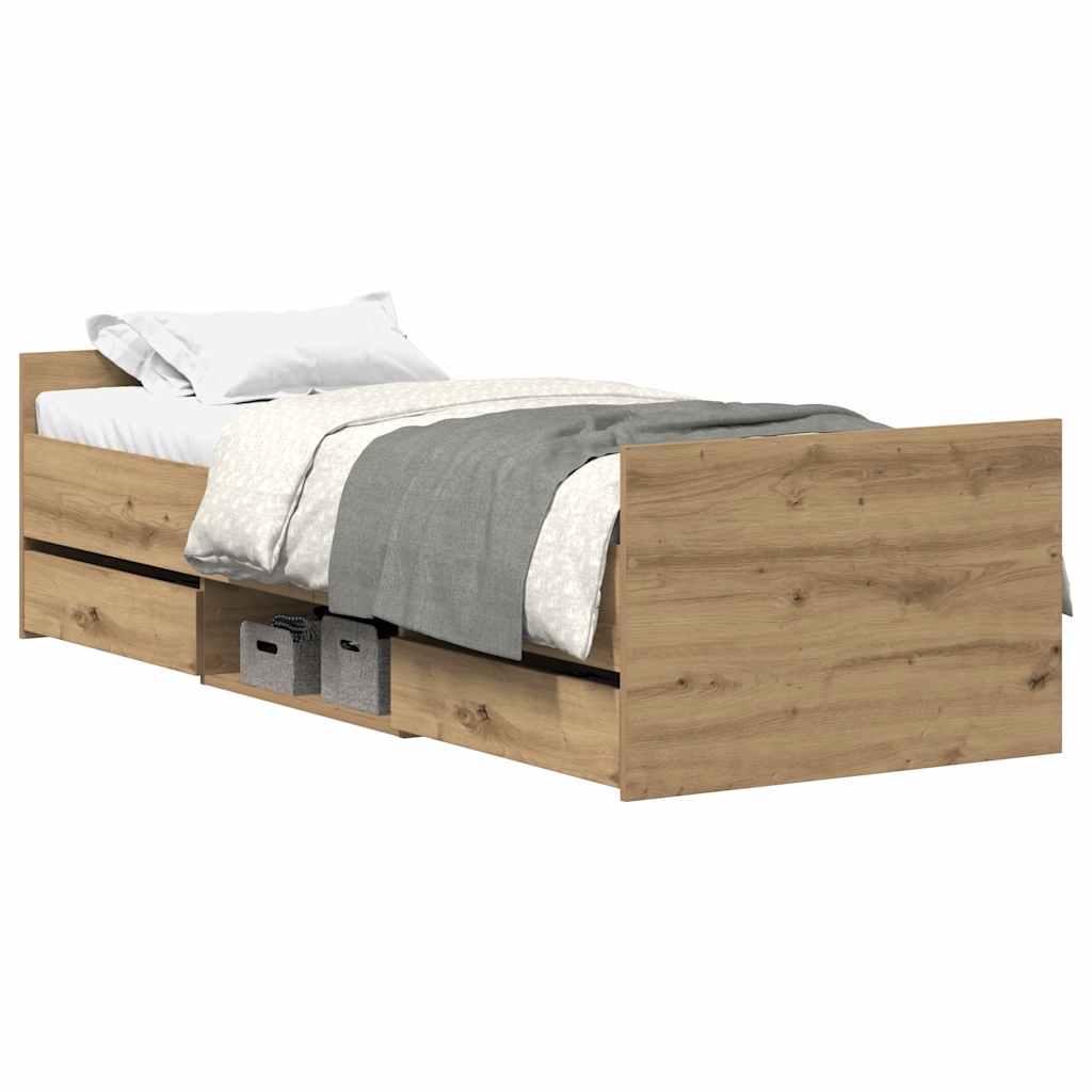 Bed Frame without Mattress Artisan Oak 90x190 cm Single Engineered Wood