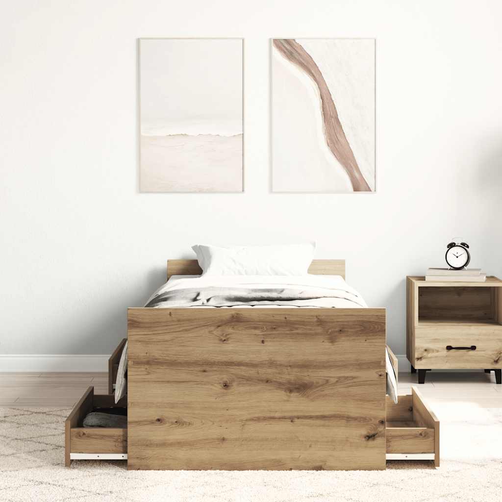 Bed Frame without Mattress Artisan Oak 90x190 cm Single Engineered Wood