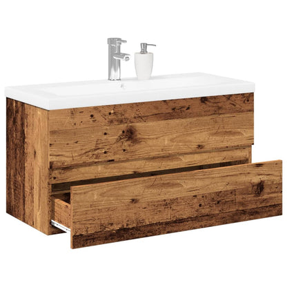 Sink Cabinet with Built-in Basin Old Wood 91x39.5x49 cm