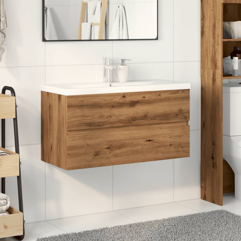 Sink Cabinet with Built-in Basin Artisan Oak 91x39.5x49 cm