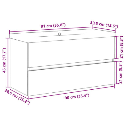 Sink Cabinet with Built-in Basin Artisan Oak 91x39.5x49 cm