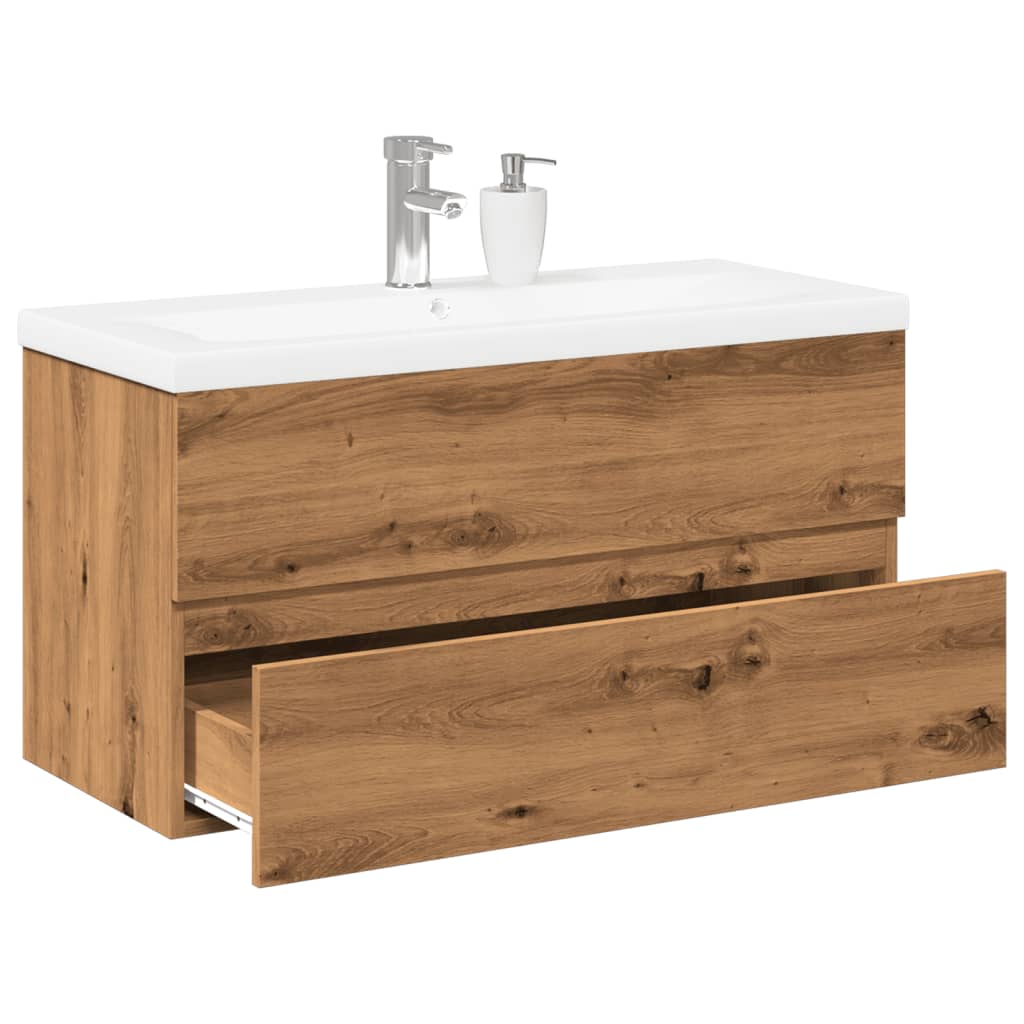 Sink Cabinet with Built-in Basin Artisan Oak 91x39.5x49 cm