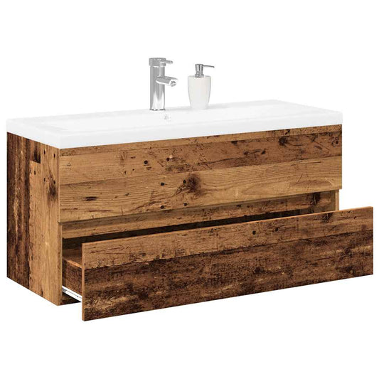 Sink Cabinet with Built-in Basin Old Wood 101x39.5x49 cm