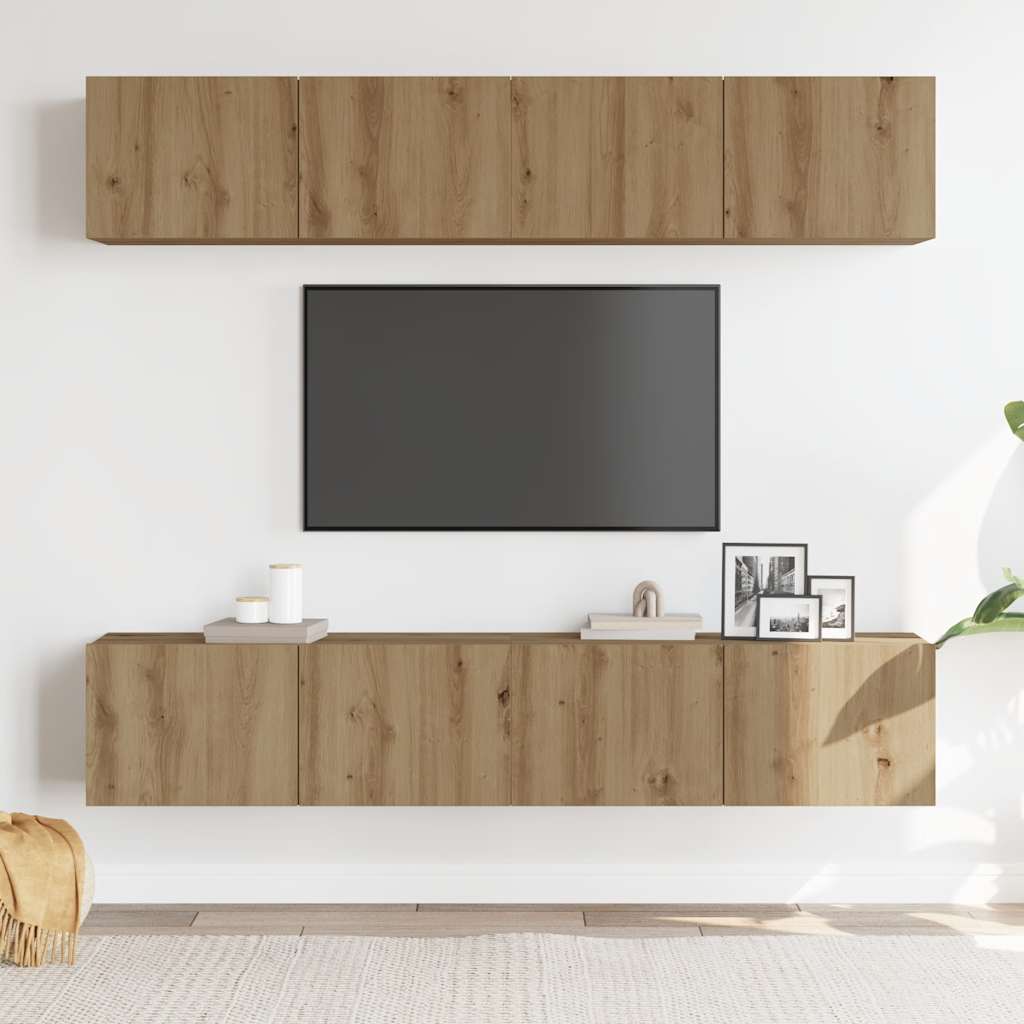 Wall Mounted TV cabinets 4 pcs Artisan Oak Engineered Wood