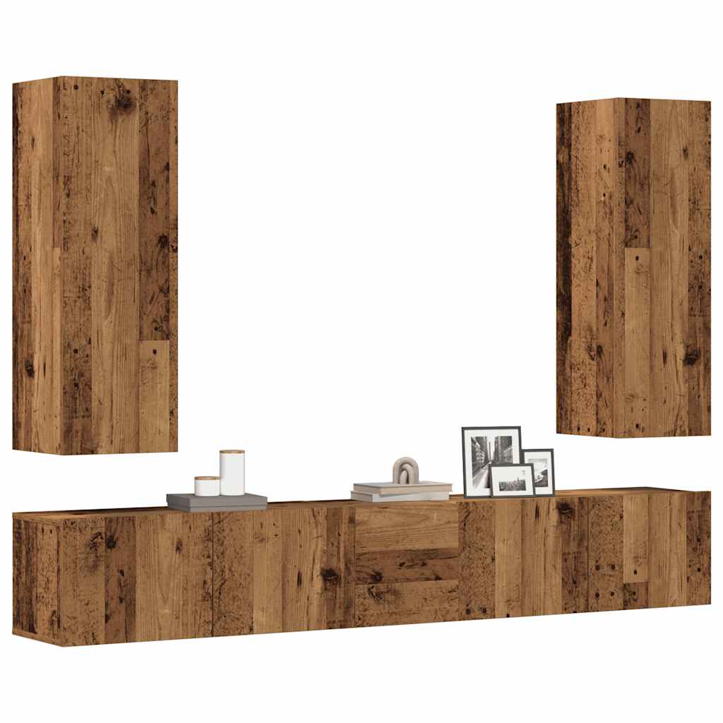 Wall Mounted TV cabinets 5 pcs Old Wood Engineered Wood