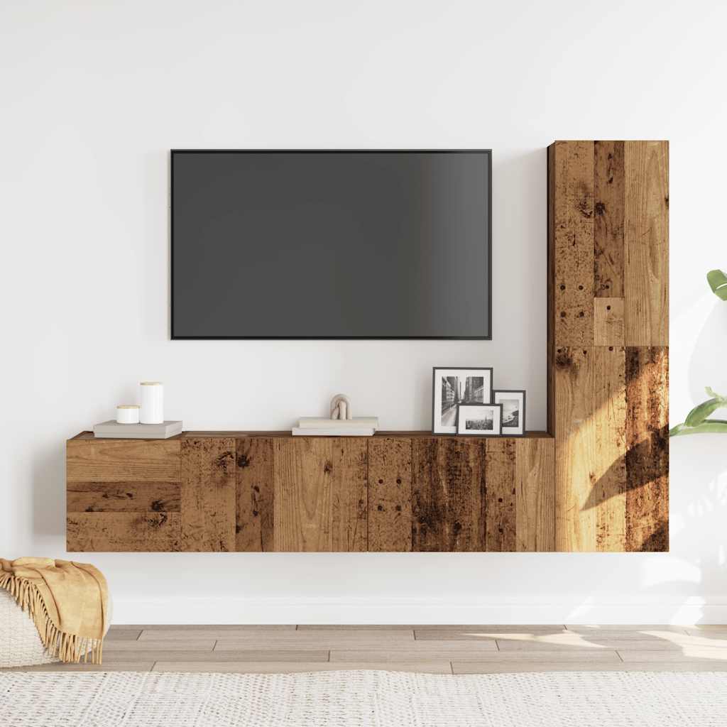 Wall Mounted TV cabinets 3 pcs Old Wood Engineered Wood